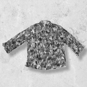 Vintage Y2K Sheer Chiffon Abstract Blouse w Mother of Pearl Buttons, Nicola sz L